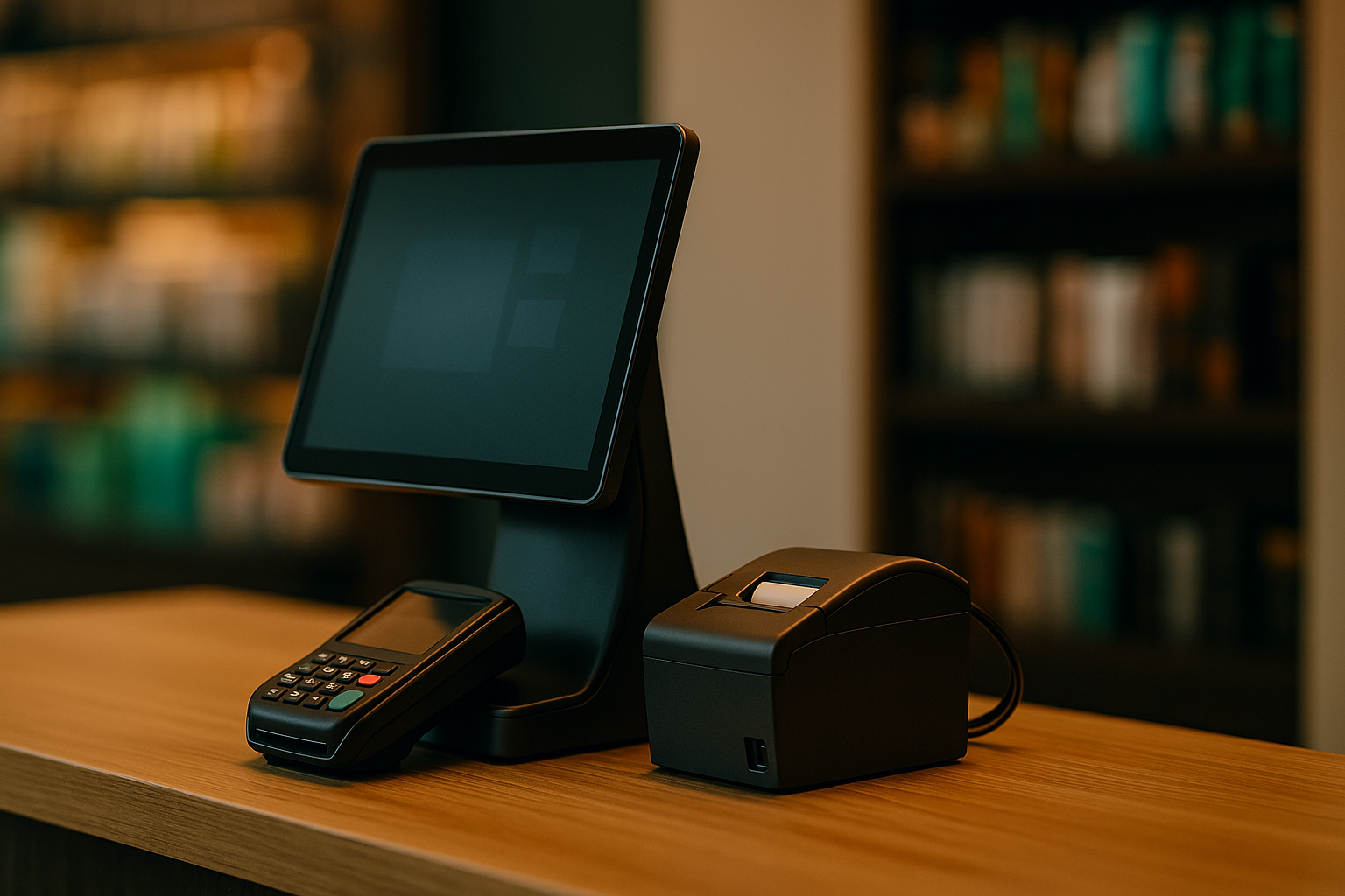 Cloud Services Georgetown KY — modern retail POS terminal, card reader, and receipt printer